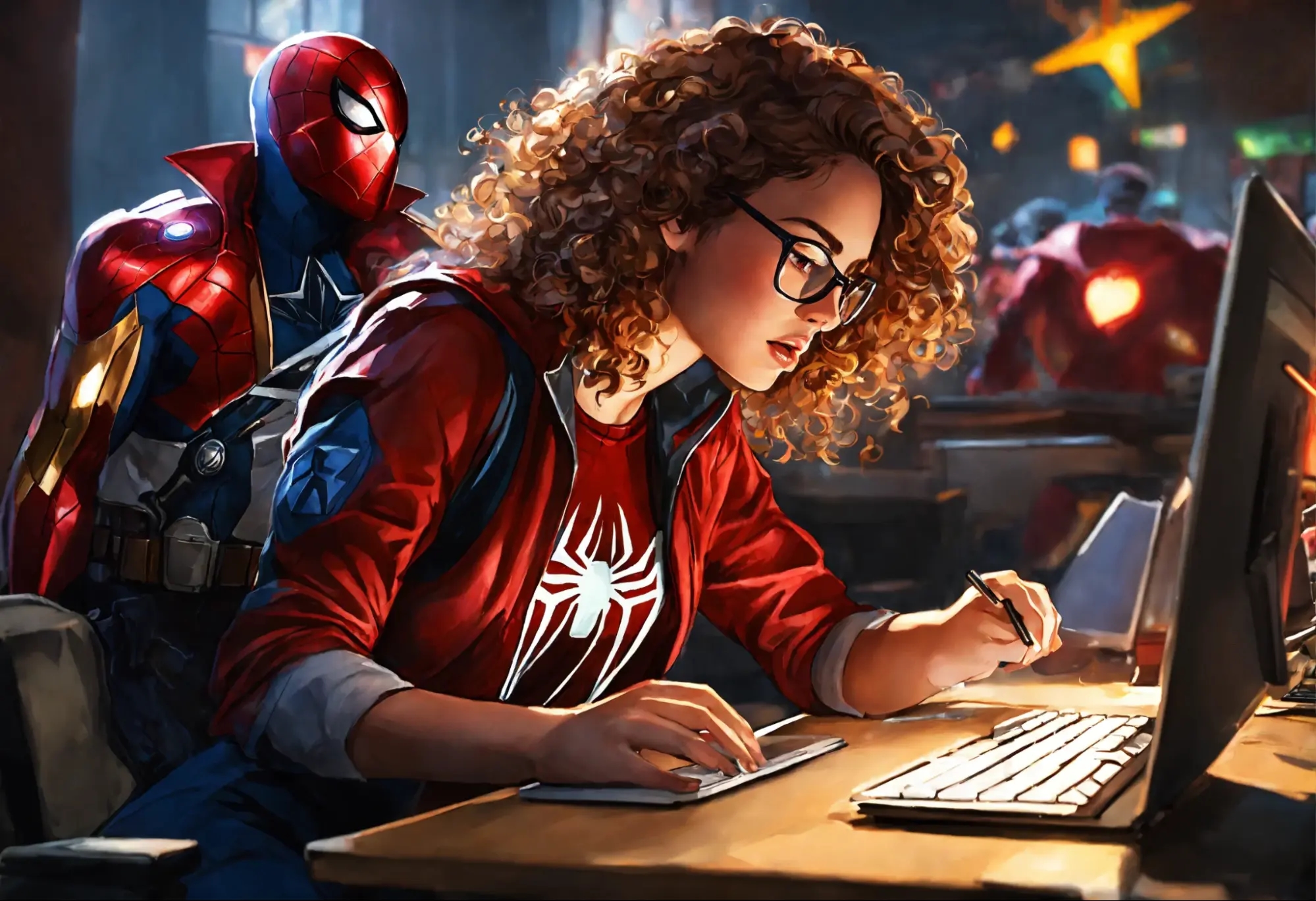 Автор пишет в нейросети комикс о человеке-пауке