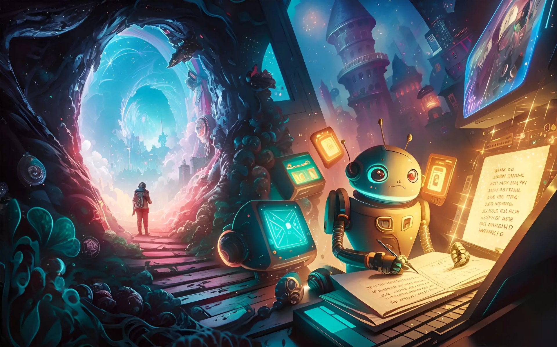 Робот пишет рассказ о фантастическом мире