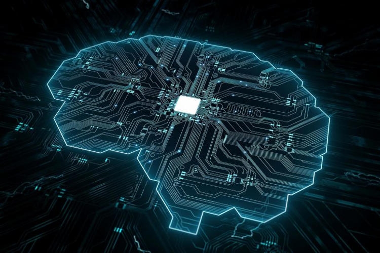 Электронная плата с светящейся энергией на дорожках