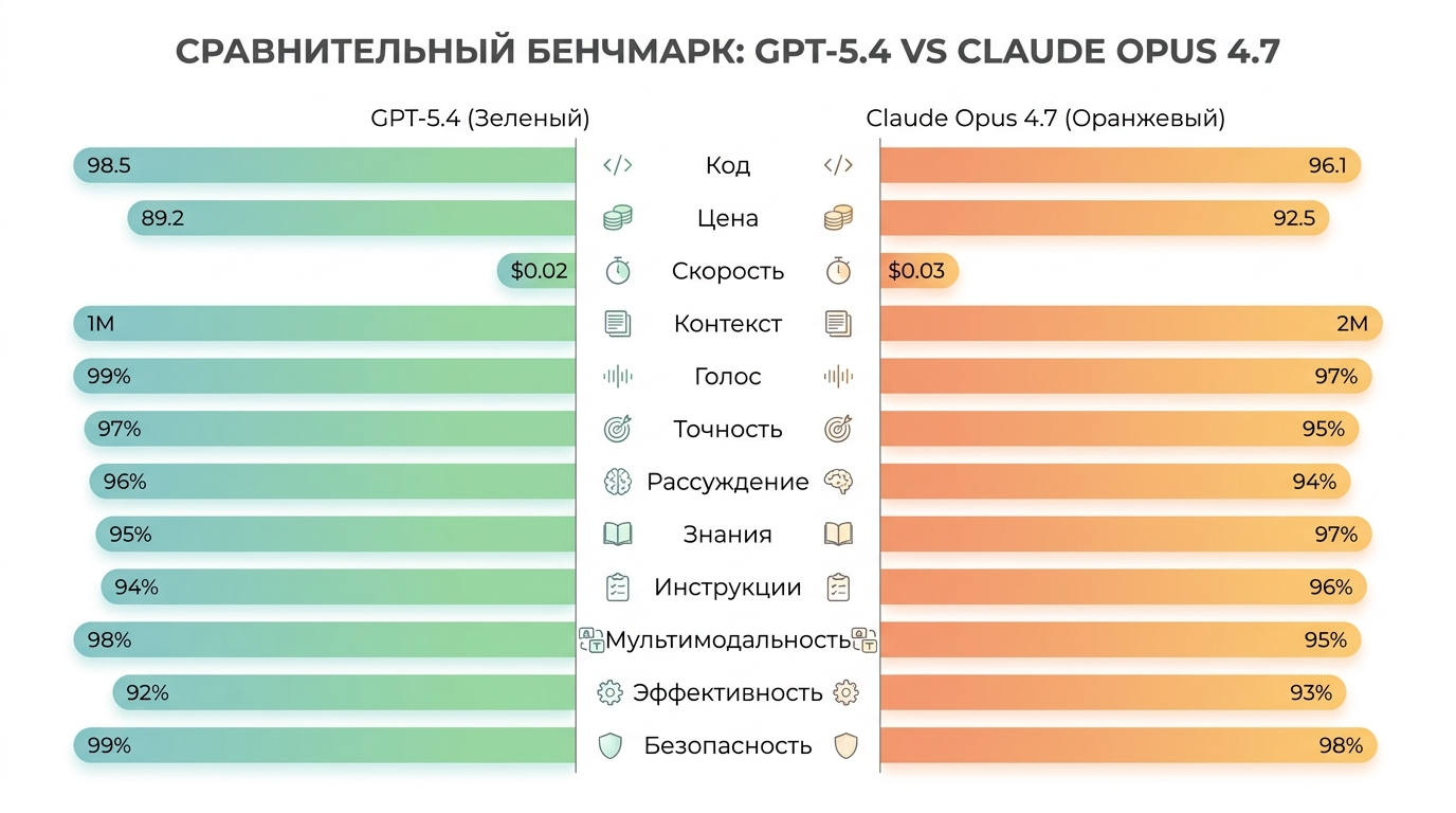 Бенчмарки GPT-5.4 против Claude Opus